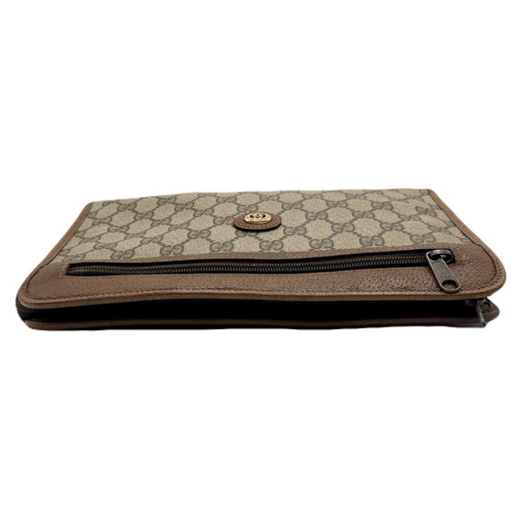 GUCCI GG Supreme Clutch Bag Purse Beige Brown Monogram Gold Hardware - Picture 6 of 15